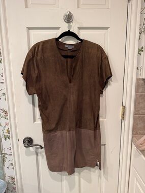 Vince Chocolate leather dress size S